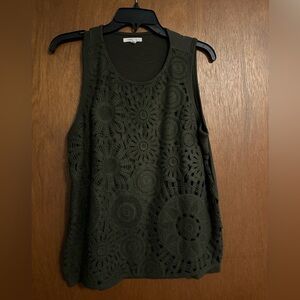 Maurices Dark Olive Green Crochet Tank Top
